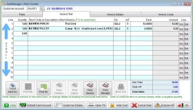 Screen shot showing AutoManager Parts Invoice