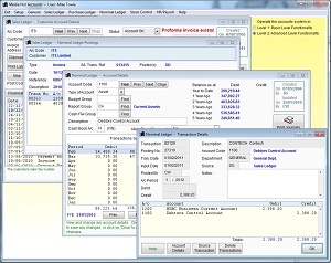 Screen shot showing transaction drill down