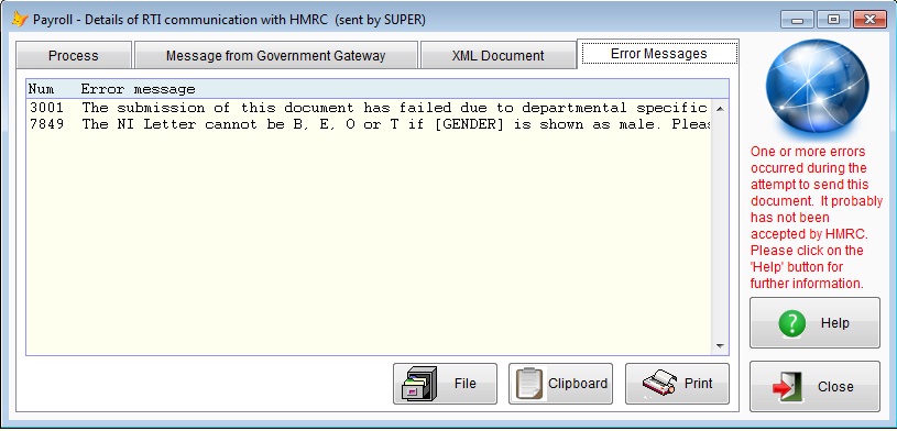 RTI submission errors