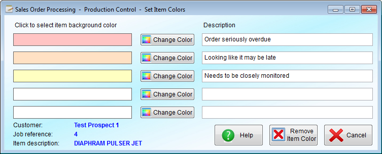 Sales Order Processing production control