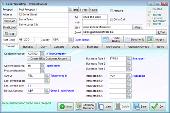 Sales prospect details