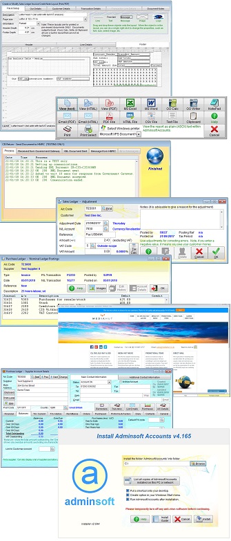 Screen shots from Adminsoft Accounts, example 2